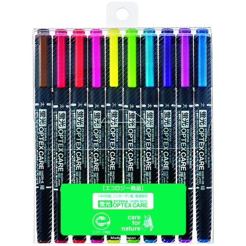 ゼブラ 蛍光オプテックス ケア 10本シース