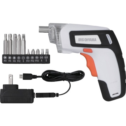 IRIS 103078 充電式電動ドライバー ホワ