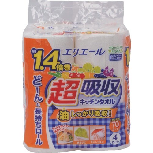 エリエール 超吸収キッチンタオル4ロール(70カッ