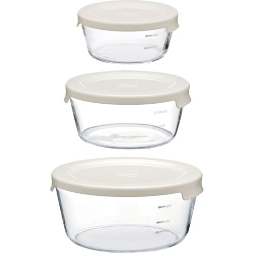 HARIO 耐熱ガラス製保存容器丸3個セット