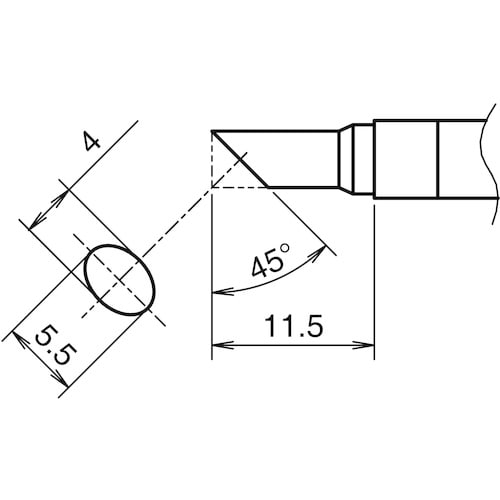白光 こて先 C型 横4mm 縦5.5mm 面のみ