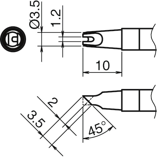 白光 こて先 BC型 溝付き 内1.2mm 外3.