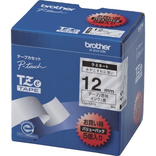 brother Tzeテープ 黒文字/透明テープ