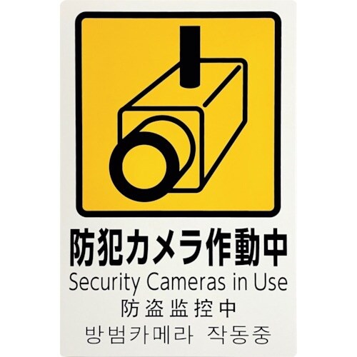 光 多国語防犯サイン 防犯カメラ作動中