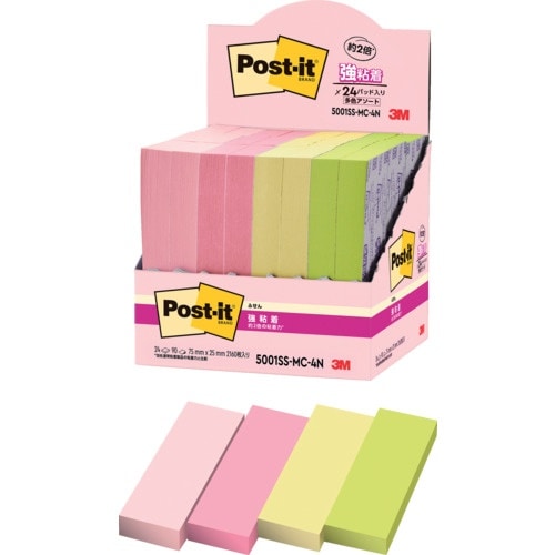 3M ポスト・イット 強粘着ふせん マルチカラー4