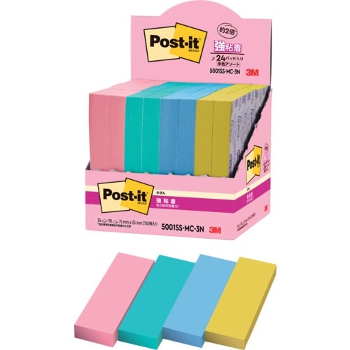 3M ポスト・イット 強粘着ふせん マルチカラー3