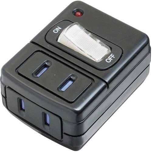 YAZAWA 雷サージ付省エネタップ2個口黒