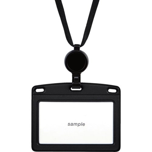 OP 吊り下げ名札 リール式 レザー調 ヨコ名刺