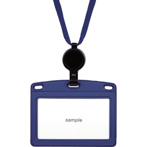 OP 吊り下げ名札 リール式 レザー調 ヨコ名刺