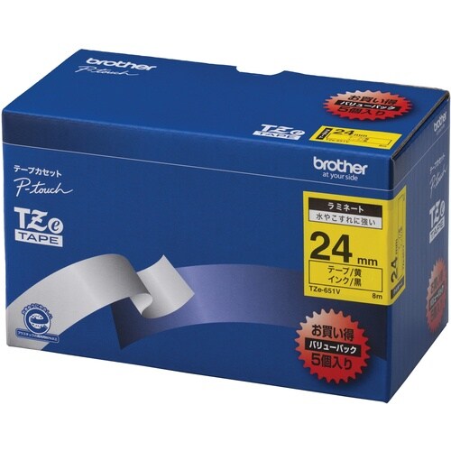 brother Tzeテープ 黒文字/黄地/24m