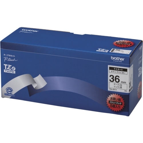 brother TZeテープ 黒文字/白地/36m