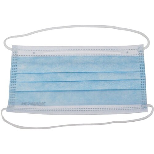 橋本 HC不織布マスク ブルー 3層・頭掛け 50