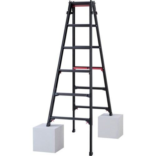 ハセガワ 脚部伸縮脚立 シャガマン ブラック 6段