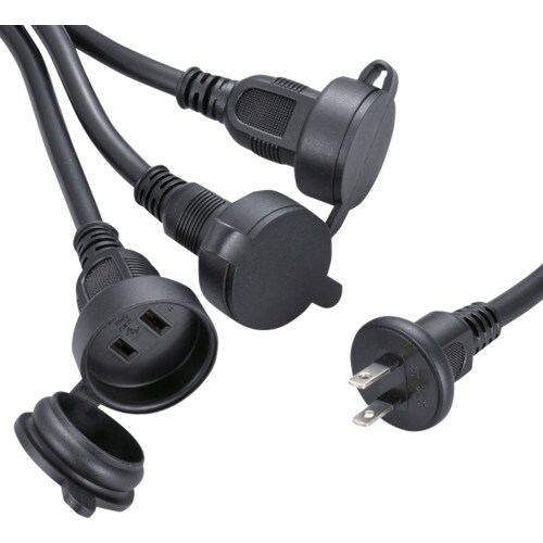 OHM 防雨型作業用フタ付コード3又2.5m黒