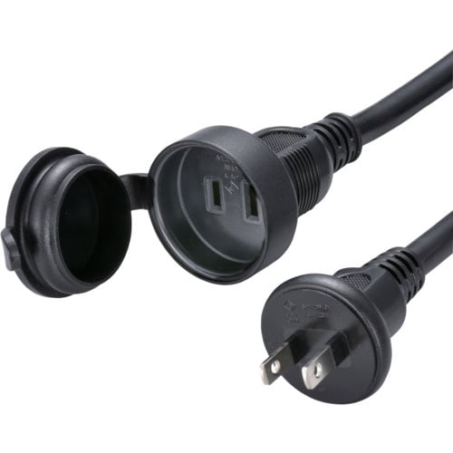 OHM 防雨型作業用フタ付きコード1口5m黒