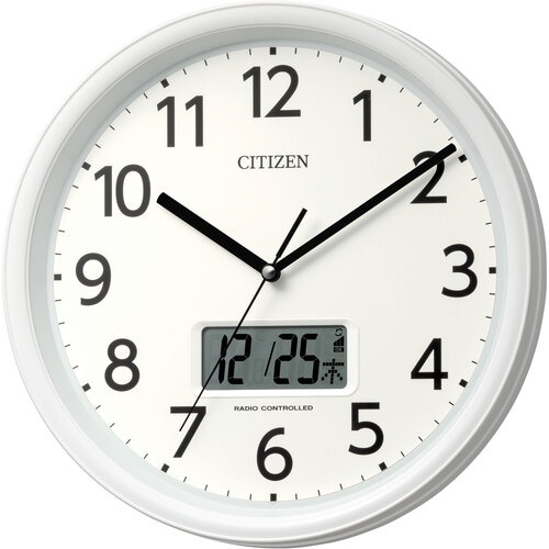 シチズン 電波時計 壁掛け時計 温湿度計付き カレ