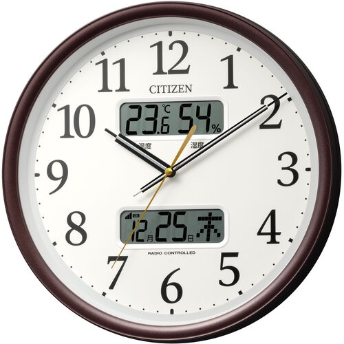 シチズン 電波時計 壁掛け時計 温湿度計付き カレ