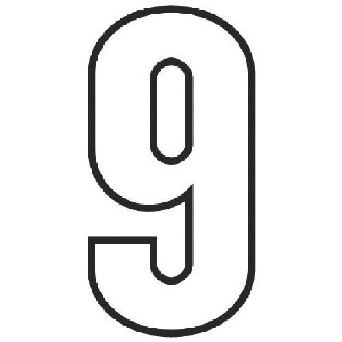 ユニット 路面用番号表示9 白・合成ゴム・天地28