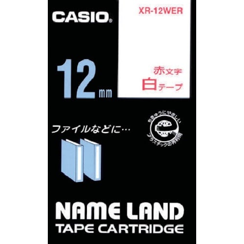 カシオ ネームランドテープ 12mm 白テープ/赤