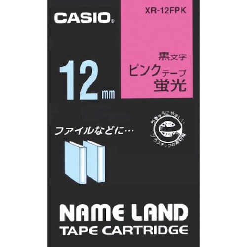 カシオ ネームランド用蛍光ピンク色テープに黒文字1