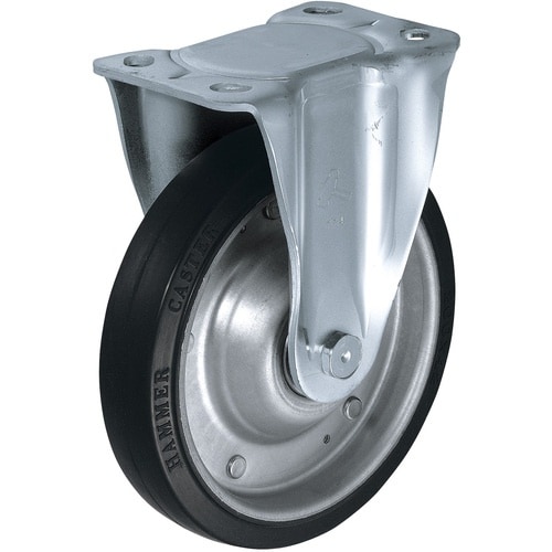 ハンマー プレート式キャスター 固定 ゴム車輪(ラ