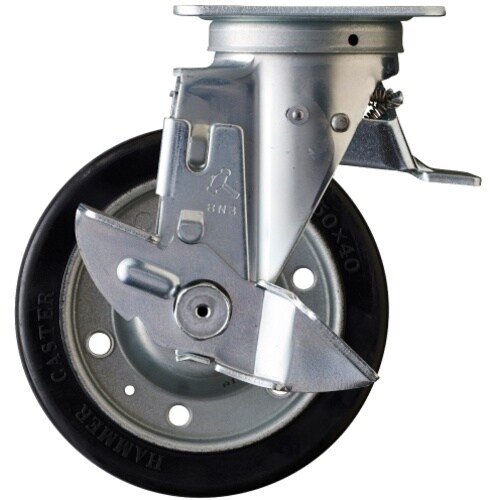 ハンマー スイッチキャスター ゴム車輪(ワイドタイ