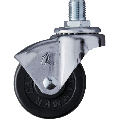 ハンマー ねじ込み旋回式ゴム車輪50mm M12