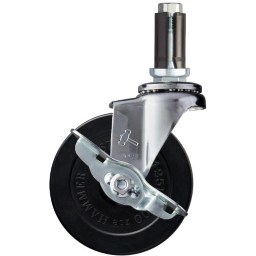 ハンマー パイプ差込み旋回式ゴム車輪 100mm