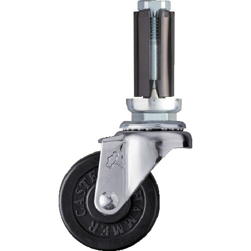 ハンマー パイプ差込み旋回式ゴム車輪 50mm φ