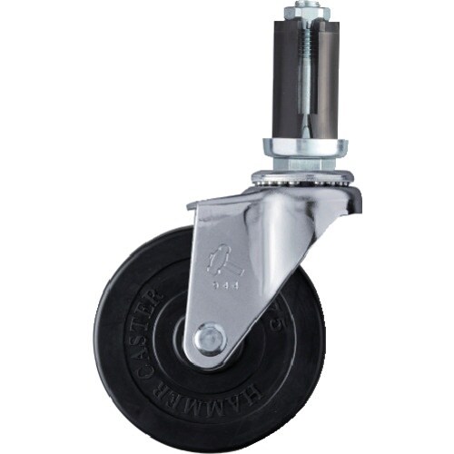 ハンマー パイプ差込み旋回式ゴム車輪 75mm φ