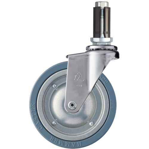 ハンマー パイプ差込み旋回式ゴム車輪(スチールホイ