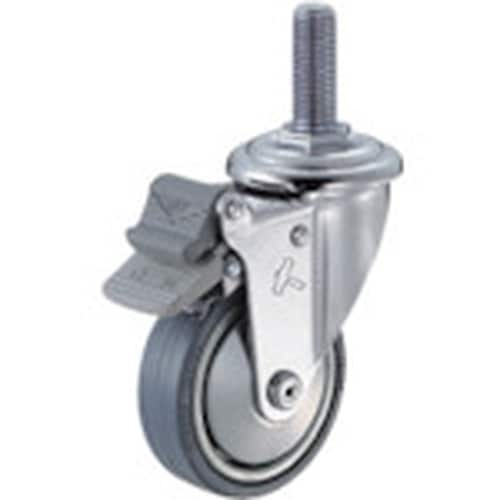 ハンマー ねじ込み旋回式ゴム車輪 75mm トータ