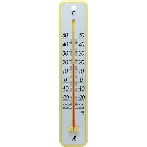 シンワ 寒暖計 プラスチック製 30cmエロー