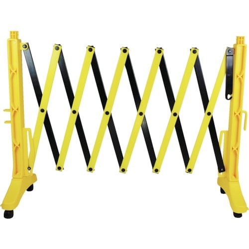 緑十字 伸縮式バリケード 黄/黒 高さ1m×幅0.