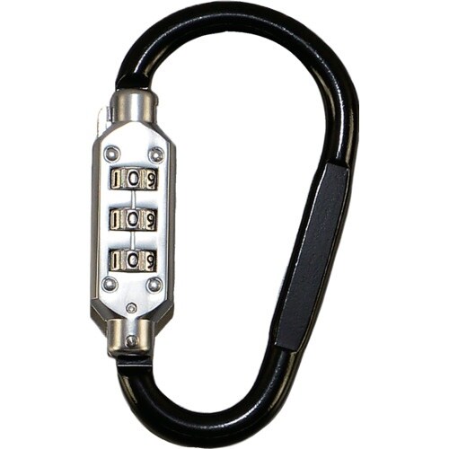 光 ロック式カラビナ Dロック ブラック 小