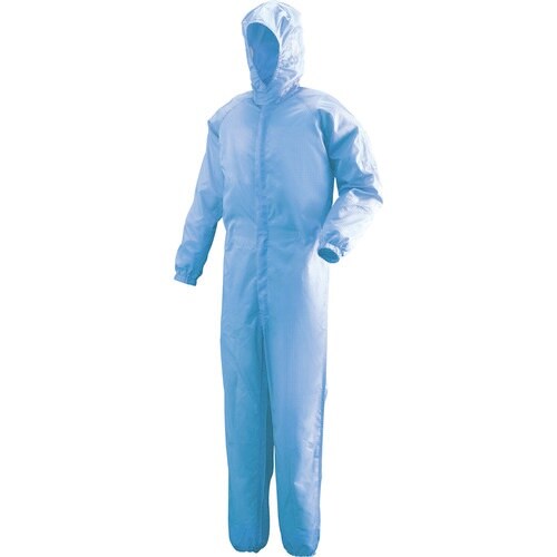 ミドリ安全 フード一体型クリーンウェア ブルー 3
