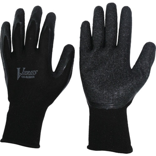 おたふく 天然ゴム背抜き手袋 ブラック L