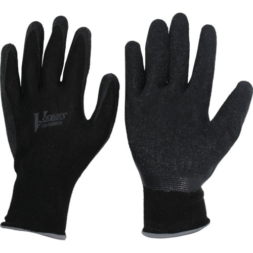 おたふく 天然ゴム背抜き手袋 ブラック LL