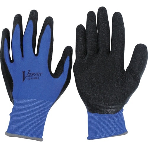 おたふく 天然ゴム背抜き手袋 ブルー LL