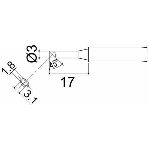 白光 こて先 3C型 溝付 はんだメッキ 1mm