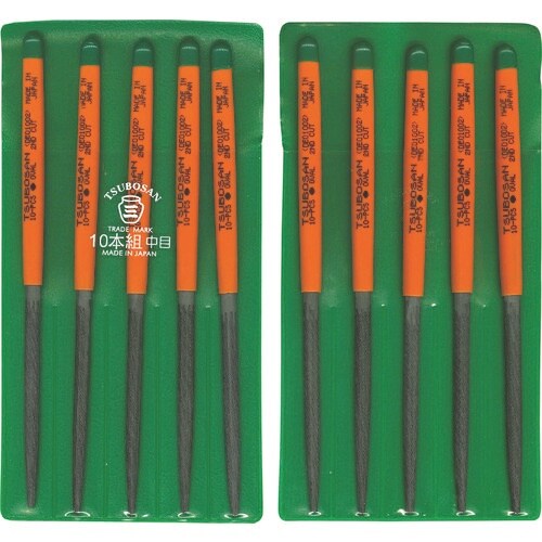 ツボサン 組ヤスリ 10本組 楕円 中目