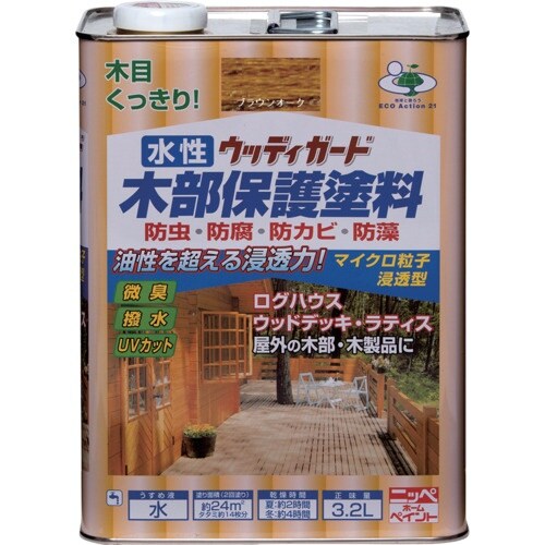 ニッぺ 水性ウッディガード 3.2L ブラウンオー