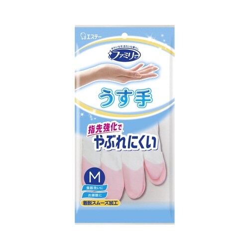 ファミリー ビニールうす手指先強化 M ピンク