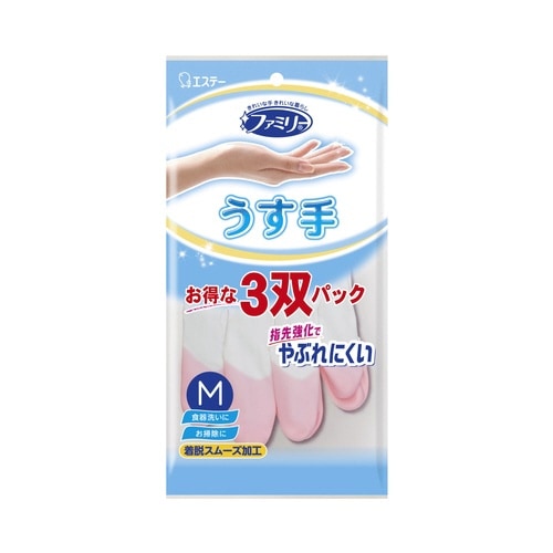 ファミリー ビニールうす手指先強化 M 3双