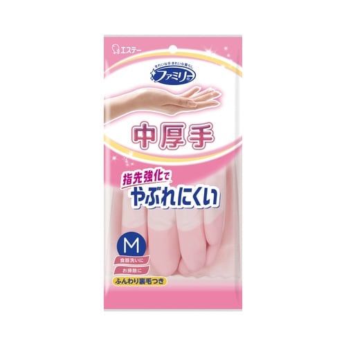 ファミリービニール中厚手指先強化 M ピンク×10