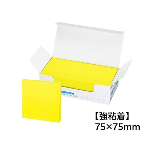 強粘着ふせん K2 75×75 ネオン黄色10冊