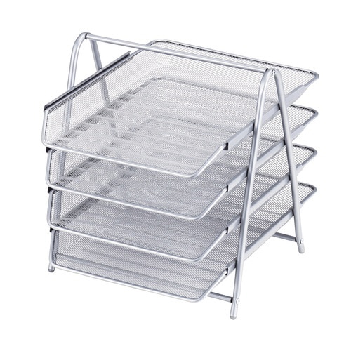 ファイルトレー4段 シルバー×5