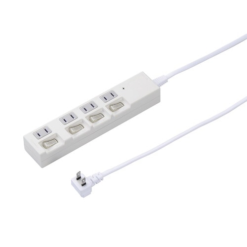 雷ガード付4個口節電タップ1mホワイト
