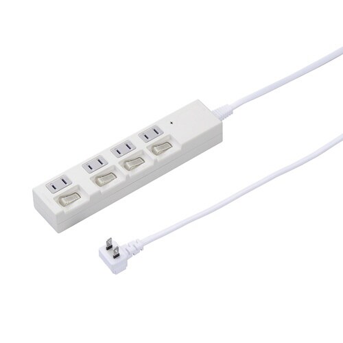 雷ガード付4個口節電タップ5mホワイト