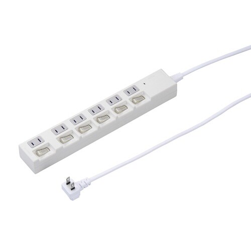 雷ガード付6個口節電タップ1mホワイト